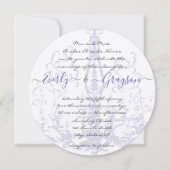 パープル薄紫ヴィンテージアンティークシャンデリア結婚ズ 招待状 (正面)