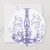 パープル薄紫ヴィンテージアンティークシャンデリア結婚ズ 招待状 (裏面)