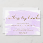 パープル薄紫水彩母の日ブランチ 招待状 (正面)