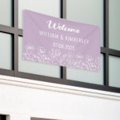 パープル薄紫素朴シンプルモダンフローラ結婚s 横断幕 (ビルの外側)