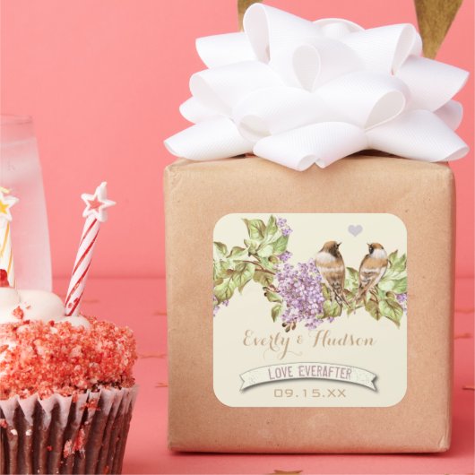 パープル薄紫結婚ズ スクエアシール (パーティー)