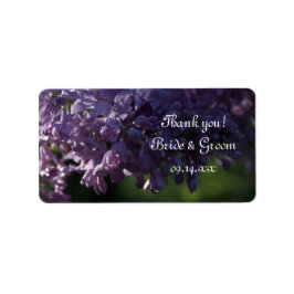 パープル薄紫結婚フラワーズサンキューメッセージカード ラベル