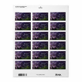 パープル薄紫結婚フラワーズサンキューメッセージカード ラベル (フルシート)