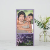 パープル薄紫結婚フラワーズサンキュー サンキューカード (スタンド正面)