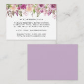 パープル薄紫結婚フローラの宿泊カード エンクロージャーカード (正面/裏面)