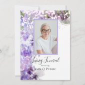 パープル薄紫花生葬式パーティー 招待状 (正面)