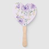 パープル薄紫金ゴールドフローラブライダルウェディングシャワー ハンドファン (裏面)