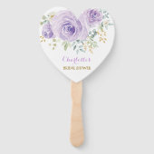 パープル薄紫金ゴールドフローラブライダルウェディングシャワー ハンドファン (正面)