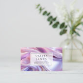 パープル薄紫高級きらめくファブリック 名刺 (スタンド正面)