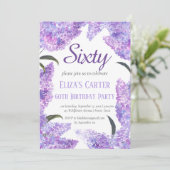 パープル薄紫60番目のフローラエレガント誕生日 招待状 (スタンド正面)