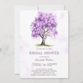パープル藤の花の木のブライズシャワー 招待状 (正面)