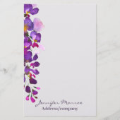 パープル藤の花　名入れ 便箋 (正面)