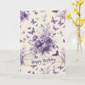 パープル蝶カントリーフランスのトイルフリーリー カード (黄色い花)