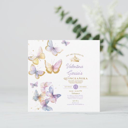 パープル蝶キンセアニラ15アノス金ゴールドクラウン 招待状 (スタンド正面)