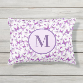 パープル蝶パターンカスタムモノグラム アウトドアクッション