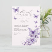 パープル蝶ピンクブライダルシャワー 招待状 (スタンド正面)