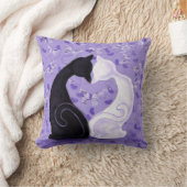パープル装飾用クッションカップル猫ハート蝶 クッション (ブランケット)