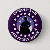パープル誇りを持ったアップ軍隊キッズ愛国心 缶バッジ (正面)