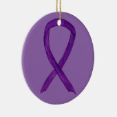 パープル認識度カスタムリボンオーナメント セラミックオーナメント (右)
