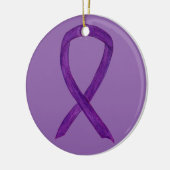 パープル認識度カスタムリボンオーナメント セラミックオーナメント (左)