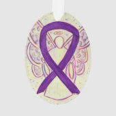 パープル認識度リボンエンジェルオーナメントペンダント オーナメント (裏面)