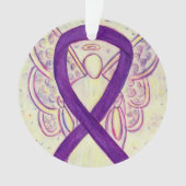 パープル認識度リボンエンジェルカスタマイズオーナメント オーナメント (正面)