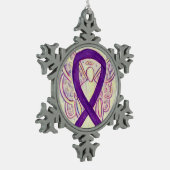 パープル認識度リボンエンジェルカスタマイズオーナメント スノーフレークピューターオーナメント (左)