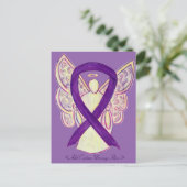 パープル認識度リボンエンジェルカスタムハガキ ポストカード (スタンド正面)