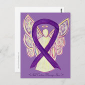 パープル認識度リボンエンジェルカスタムハガキ ポストカード (正面/裏面)