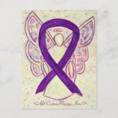 パープル認識度リボンエンジェルカスタムハガキ ポストカード (正面)