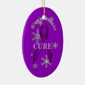 パープル認識度リボンクリスマスキュールスノー セラミックオーナメント (右)
