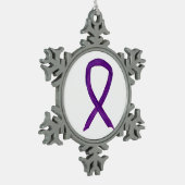 パープル認識度リボンチャームホリデーオーナメント スノーフレークピューターオーナメント (左)