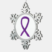 パープル認識度リボンチャームホリデーオーナメント スノーフレークピューターオーナメント (右)