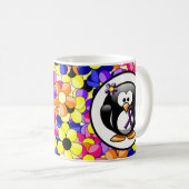 パープル認識度リボンペンギン コーヒーマグカップ (正面右)