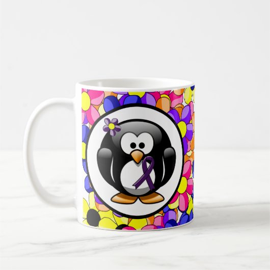 パープル認識度リボンペンギン コーヒーマグカップ (左)