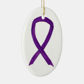 パープル認識度リボンホリデーアートオーナメント セラミックオーナメント (右)