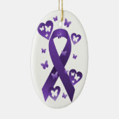 パープル認識度リボン セラミックオーナメント (右)