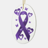 パープル認識度リボン セラミックオーナメント (左)
