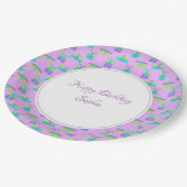 パープル誕生日 パーソナライズされた ペーパープレート (アングル)