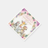 パープル赤面トロピカルジャングルサファリベイビーシャワー スタンダードカクテルナプキン (角)