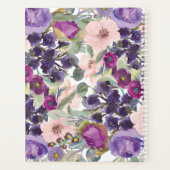 パープル赤面ピンクウォーターカラーフローラボホ プランナー手帳 (裏面)