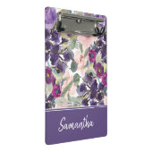 パープル赤面ピンクウォーターカラーフローラモノグラム ミニクリップボード (アングル)