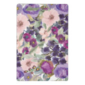 パープル赤面ピンクウォーターカラーフローラモノグラム ミニクリップボード (裏面)