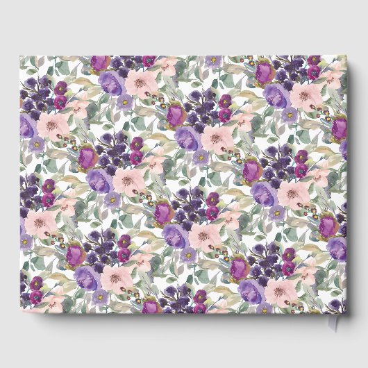 パープル赤面ピンクカスタムフローラ80th誕生日 ゲストブック (裏面)