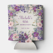 パープル赤面ピンクフローラの葉90誕生日 缶クーラー (裏面)