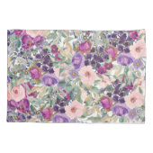 パープル赤面ピンクフローラグ葉リーン 枕カバー (裏面)