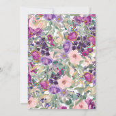 パープル赤面ピンクフローラセージ緑75誕生日 招待状 (裏面)