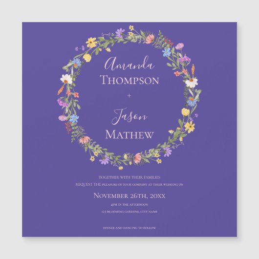 パープル赤面ピンクフローラリースワイルドフラー結婚ズ (正面)