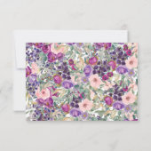 パープル赤面ピンクフローラリーフ誕生日 サンキューカード (裏面)