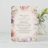 パープル赤面ピンクフローラ蝶クリーム 招待状 (スタンド正面)